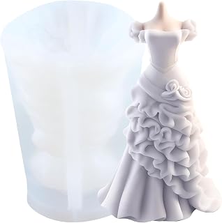Wedding Dress Silicone Candle Mold Skirt Princess Dress Candle Molds for Candles Making Resin Casting Aromatherapy Candles Wax Polymer Clay Home Decoration