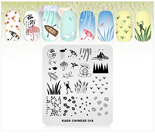 Estampado de uñas Estilo chino Flor de primavera Tema Lake River Multi-patrón Sello Imagen impresa Sello Plantilla Nail Art para diseño de uñas