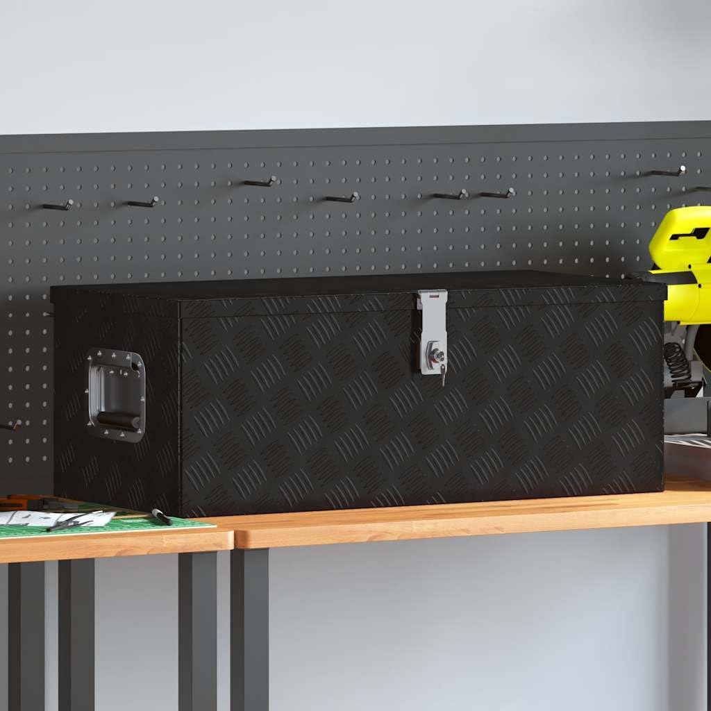 Genérico Caja de almacenaje de Aluminio Negro 80x39x30 cm,Bricolaje,Accesorios de Bricolaje,Organización y Almacenamiento de Herramientas,Cajas de herramientas-152253