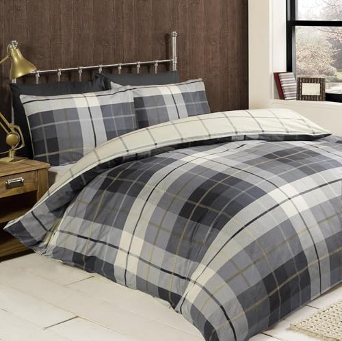 Rapport Home 100% Brushed Cotton Single Duvet Cover Set - Cosy Soft Blue Bedding with 1 Pillowcase (200 x 135 cm)