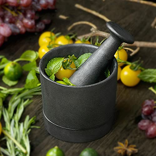 Heavy Duty Cast Iron Mortar And Pestle Kitchen Tool Set, Double Sided Spices Crusher Pepper Grinder Garlic Masher, Manual Pounding Garlic Press Combination #TOP2