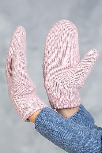Guantes de punto de lana para bebés y niños de 0 a 7 años color beige y rosa 3