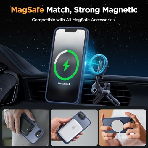 Image of Miracase for iPhone 16e case & iPhone 17e Case for MagSafe [with 2x9H+ Screen Protectors] TOP Military-Grade Protection Shockproof with Velvet Touch for iPhone 16e /17e Phone Case 6.1 inch, Dark Blue