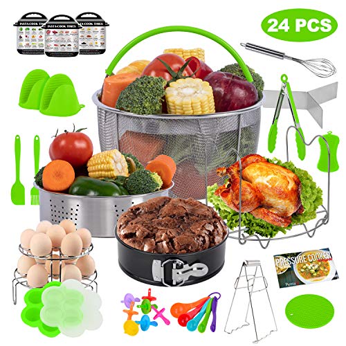 PentaQ 24 Pieces Instant Pot Accessories Kit for 8 Quart Instapot, Pressure Cooker Accessory Set Compatible with 6 Quart, 2 Egg Rack, 2 Silicone Oven Mitt