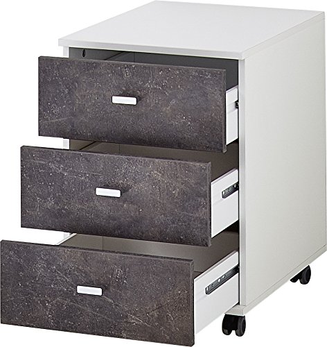 Germania Büromöbel-Set 8712-261, inklusive Schreibtisch und Rollcontainer, in Weiß/Basalto-Dunkel, 80.00 x 160.00 x 75.00 cm