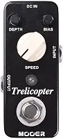 Mooer Pedal Tremolo Trelicopter MTR1 | Para Guitarra, Modulação Óptica, True Bypass, Controles Rate Depth Bias, Som Vintage, Micro Series, Compacto, Preto, 9V DC