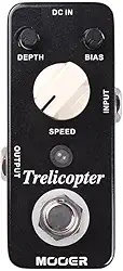 Mooer Pedal Tremolo Trelicopter MTR1 | Para Guitarra, Modulação Óptica, True Bypass, Controles Rate Depth Bias, Som Vintage, Micro Series, Compacto, Preto, 9V DC