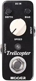 Mooer Pedal Tremolo Trelicopter MTR1 | Para Guitarra, Modulação Óptica, True Bypass, Controles Rate Depth Bias, Som Vintage, Micro Series, Compacto, Preto, 9V DC