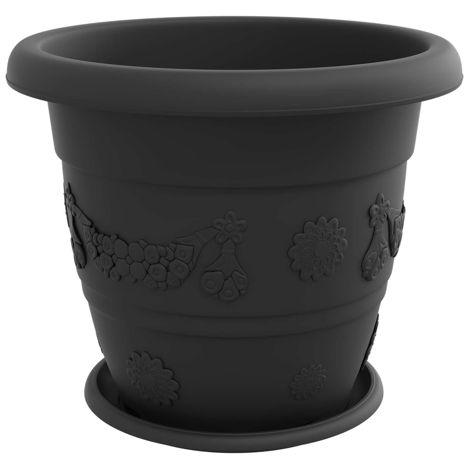Doniczki 6 sztuk Czarny Ø 39 x 32 cm Plastikowe z Otworami Drenażowymi Nowoczesne Donice Do Wnętrz i Ogrodu Wysokiej Jakości Lekkie Trwałe