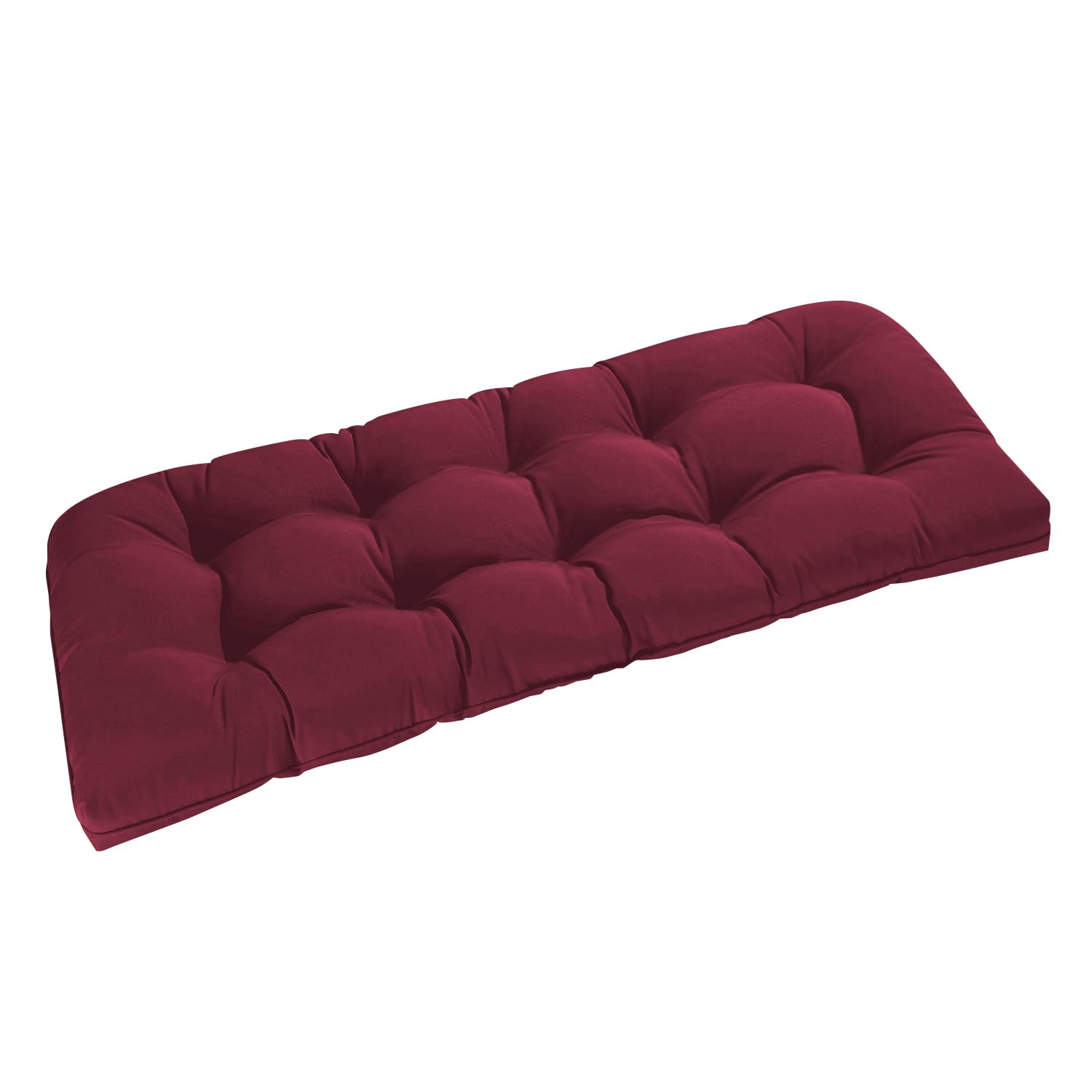 downluxe Outdoor Bench Cushion for Patio Furniture, Water Resistant Tufted Overstuffed Porch Swing Cushions, Thick Outdoor Loveseat Cushions, 44" X 19" X 5", Burgundy, Set of 1-image-23