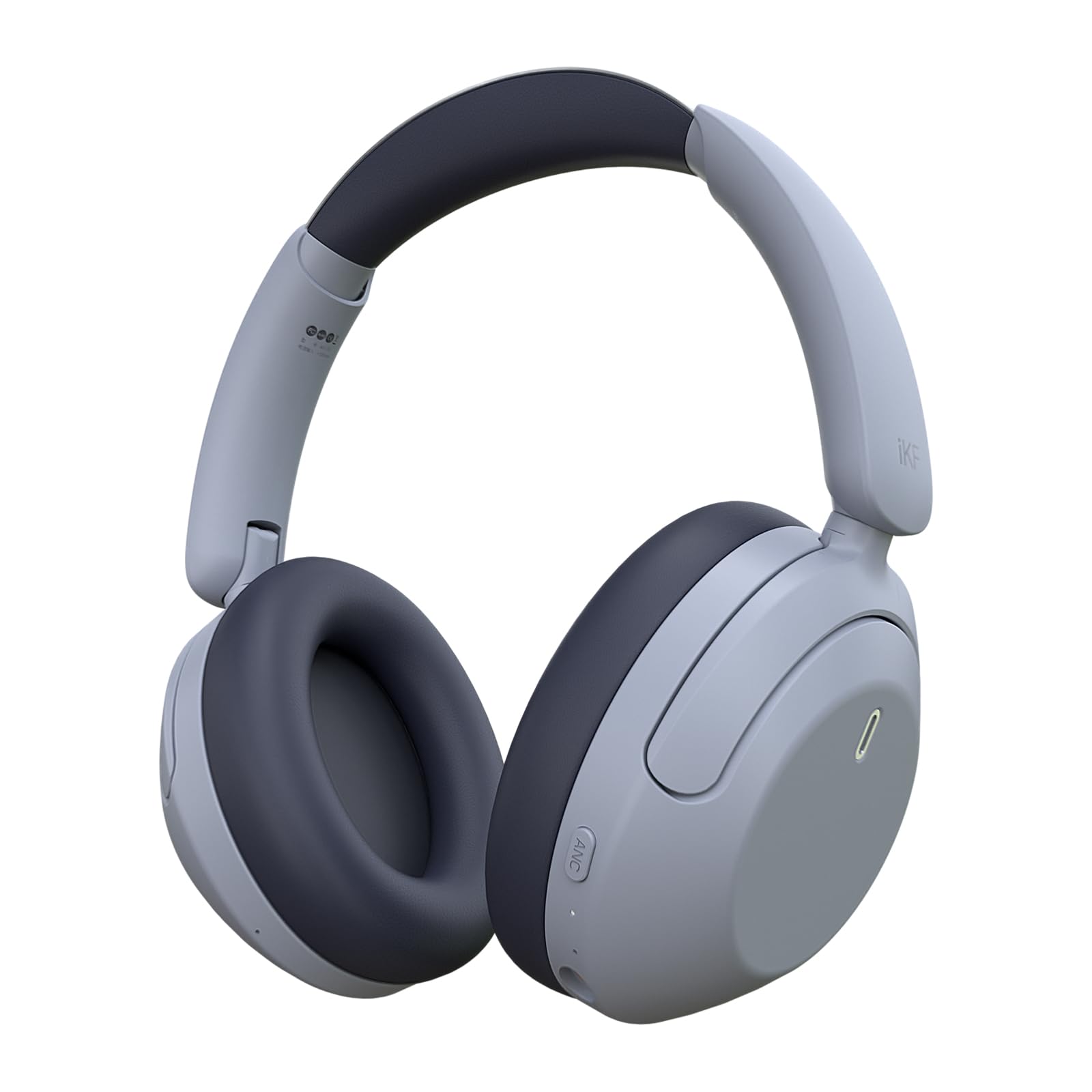 IKF-T3 Audifonos Over Ear inalámbricos Bluetooth 5.3 con cancelación Activa del Ruido Batería hasta 125 Horas de Uso Hi-Res 38ms de Baja latencia Auricular Plegable para PC,iOS,Android (YanYun-Grey) - YanYun-Grey