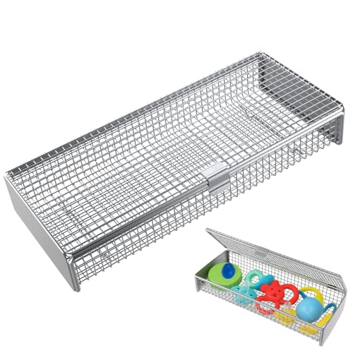 Dishwasher Basket for Small Items, 304 Stainless Steel Dishwasher Basket, Bottle Parts, Scoops, Forks, Chopsticks Cleaning (Silver)