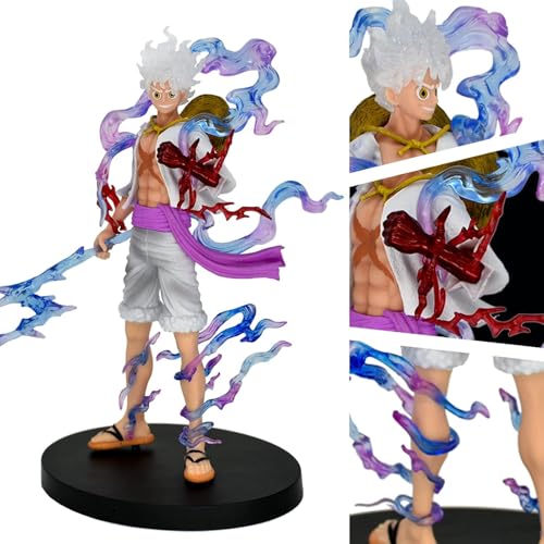 Image of Blue Aura Monkey D Luffy Gear 5 Action Figure | Huge Size | Height-27cm Sun God Figure | Sun God Big Standing