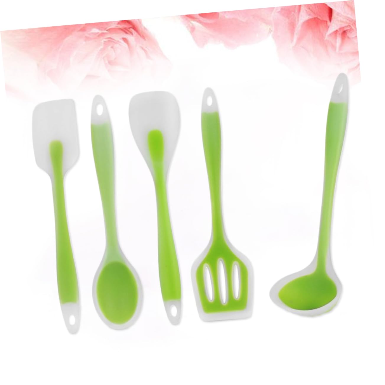 Set Utensili Cucina in Silicone Alimentare 5 Pezzi Verde