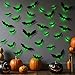 DR.DUDU 36 Pack Bats Halloween Decorations- Light Up Bat Wall Stickers with Green LED, 3D Removable Window Decals for Indoor/Outdoor, Bathroom, Door, Home, Bedroom Halloween Party