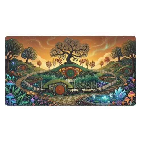 MTG Playmat Hobbbt Garden Board Game Card Game Trading Card Game Play Mat TCG Mat Desk Pad Stitched Edges Rubber Base Smooth Surface 23.5x13.8in