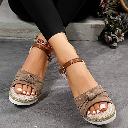 Orthopedic Platform Wedge Sandals for Women Summer Dressy 2025 Flat Open Toe Ankle Strap Espadrilles Casual Non Slip on Beach Boho Comfortable Outdoor Shoes2