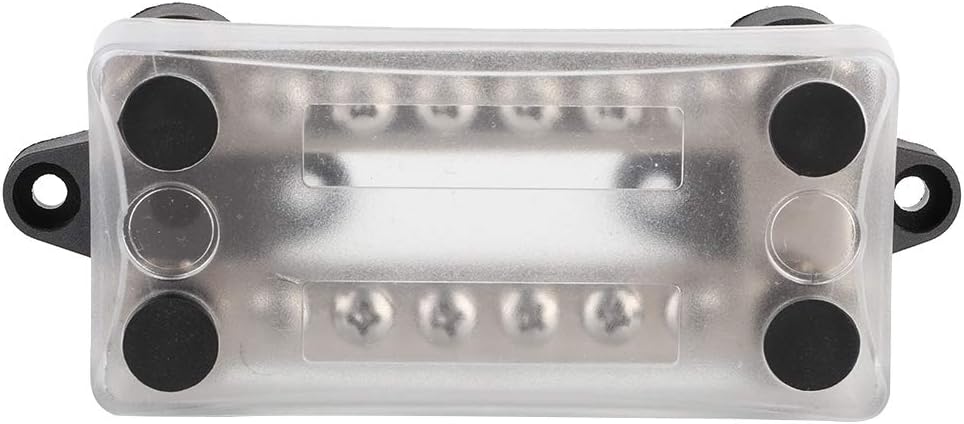 16 Way 100A Car Boat Marine Power Distribution Terminal Block, 4 Studs Bus Bar with Transparent Cover, High Voltage High Current, Flame Retardant Base for Safety