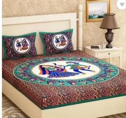 100% Pure Cotton Double Bed Sheet with 2 Pillow Covers - Comfortable & Durable & Floral Aesthetic - Gorgeous Jaipuri Print for Elegant Bedroom Décor (Double Size)-image-43