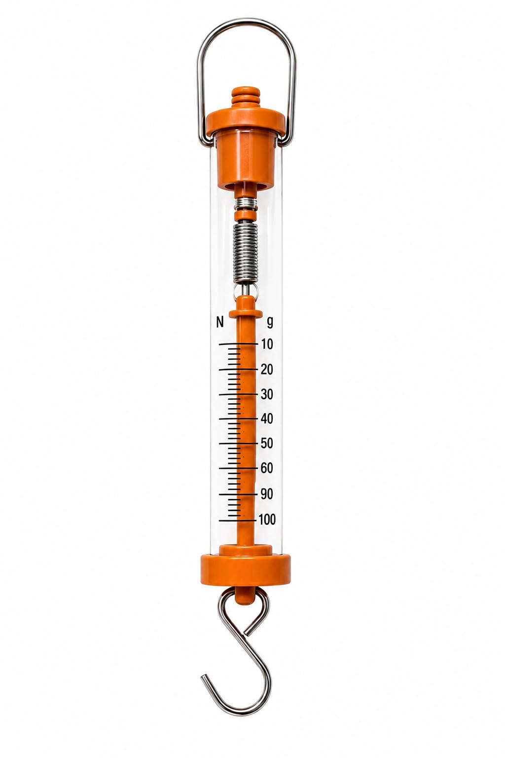 Acrylic Tubular Dynamometer Spring Balance, Capacity, with Hanging Ring and Weight Load Hook, for Students (Capacity 100gm)-picture-19