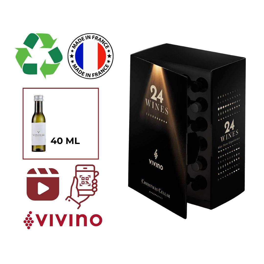 Calendrier de l’Avent Vin “La Cave à Vins de VIVINO” – 24 vins x 40 mL – Dégustation premium, idée cadeau originale homme/femme