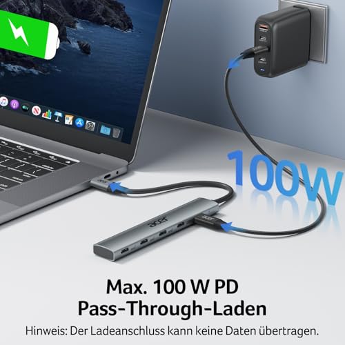 Acer USB C Hub 10Gbps mit Typ-C 100W Stromversorgung Ultra Slim 4*USB-C 3.2 – Ansicht 4