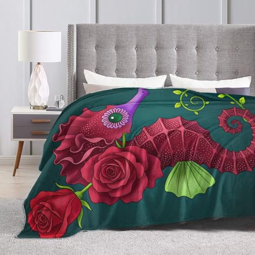 Manta de caballito de mar rosa para cama y sofá de 152x127 cm 6