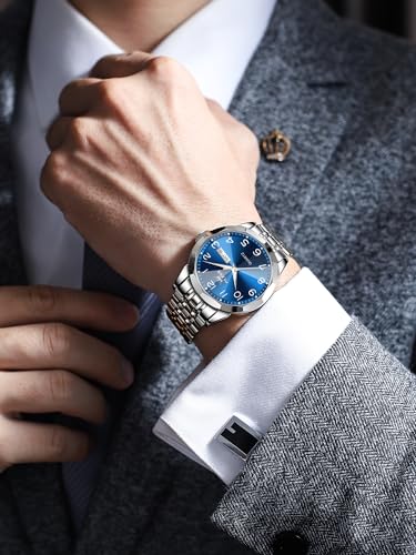 Image of OLEVS Watch for Men Luxury Dress Analog Quartz Stainless Steel Waterproof Luminous Date Diamond Business Two Tone Casual Wrist Watch