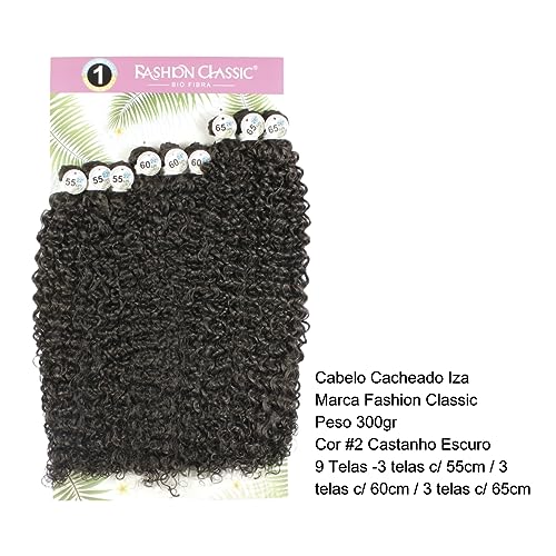 Cabelo Orgânico Cacheado Bio Fibra Iza 300g 65cm (#2 (Castanho Escuro))