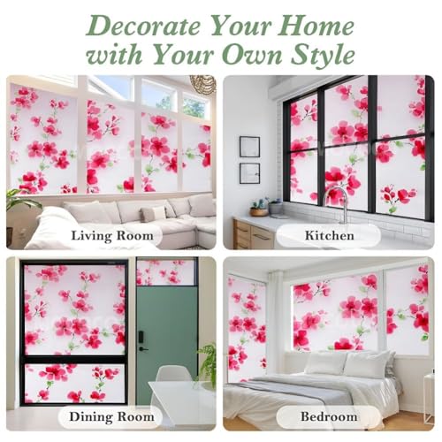 Image of MOCOCO Premium Vinyl Privacy Stained Window Glass Sticker (12x84 Inch) - Self-Adhesive Decorative Film Opaque Sheet Tint Wallpaper for Glass Cover Window, Door, Office, Home.| Anti-UV. Mystic Pink