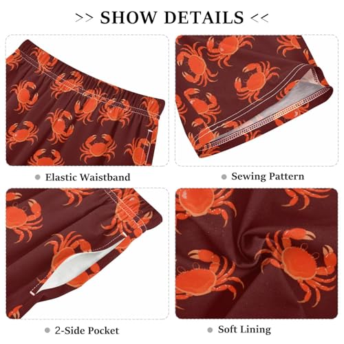 ALAZA Cartoon Crab Vintage Pajama Shorts Sleep Shorts Pant Lounge Pajama Bottoms Elastic Waist with Pockets3