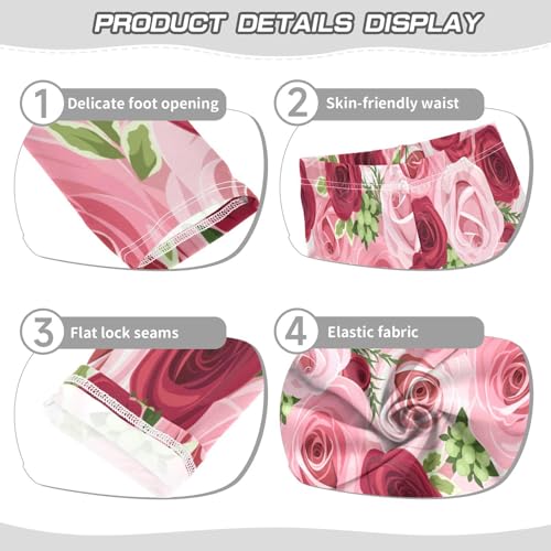 Bolaz Toddler Girls Leggings Printed Yoga Pants Leggings Red Pink Rose for Kids3