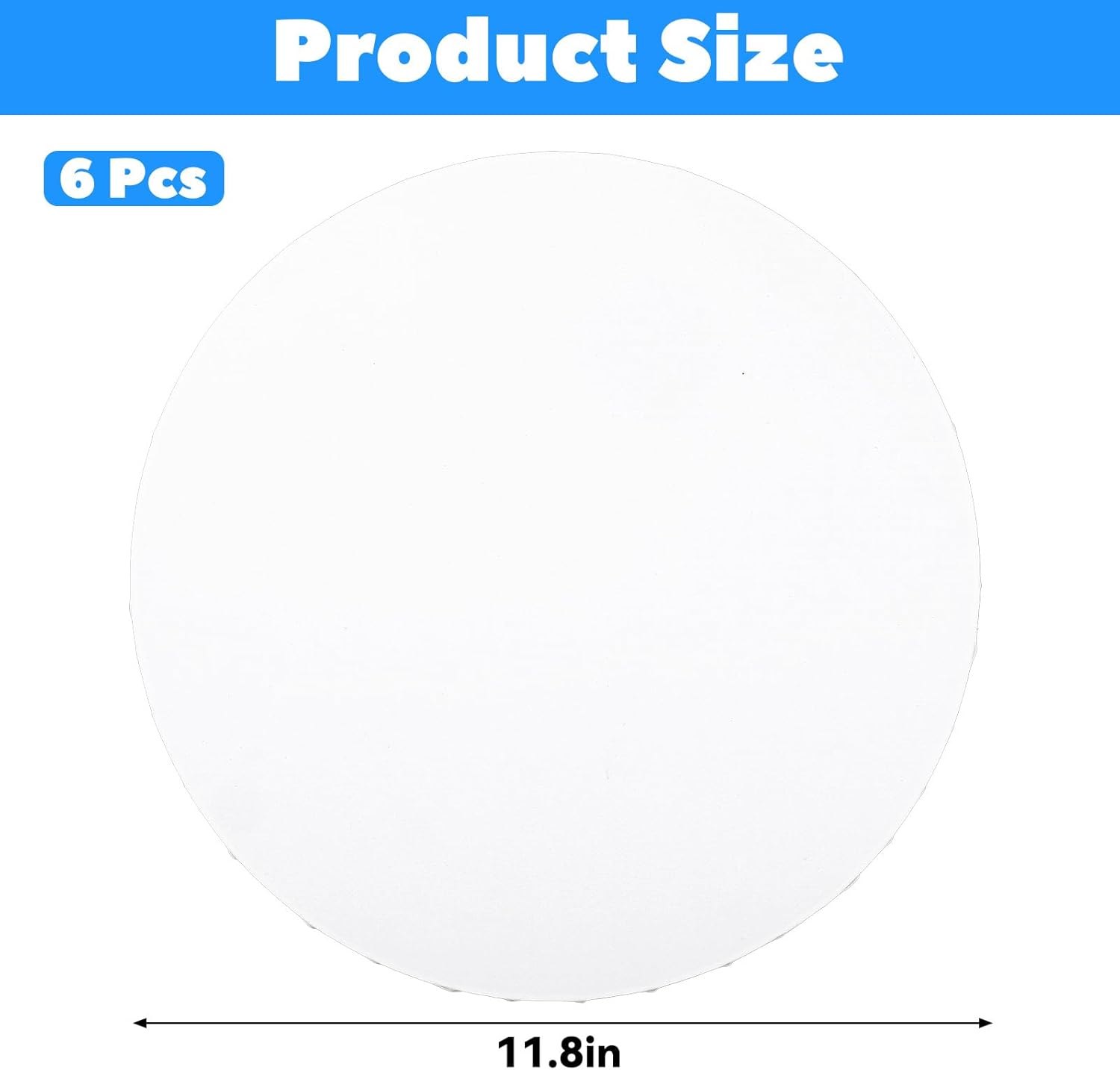 12 Inch Diameter Round Primed Gesso Professional Quality Acid-Free Stretched Canvas Acrylic, Gouache, Crafts(Pack of 6)
