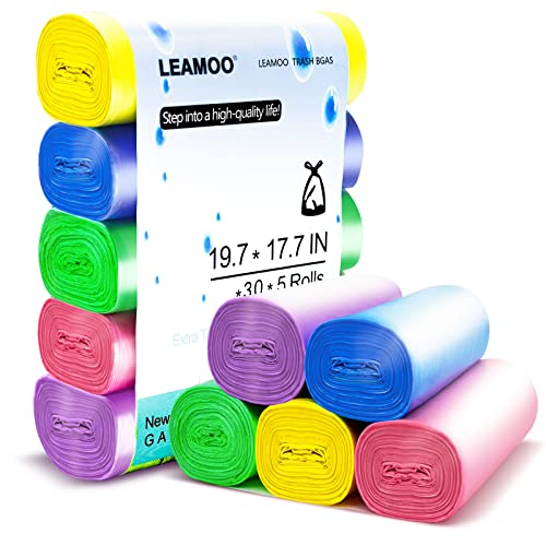 LEAMOO 2 to 2.6 Gallon Multicolor Trash Bags, Small Garbage Bag, 150 Count