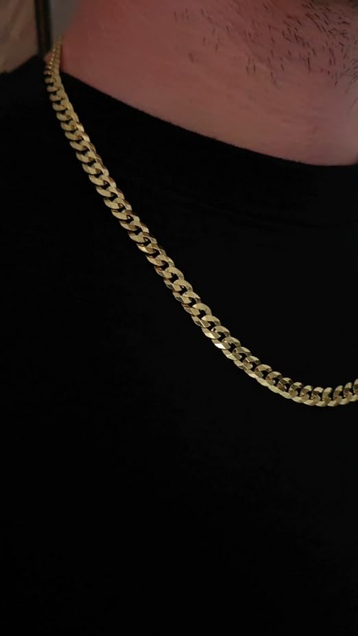 Amar Luxury Königskette Ketten Für Herren Gold 925/585 14k, Kette Herren - Halskette Herren, Panzerkette Herren 925 Silber Mit Gold 14k - Herren Schmuck Italienische Qualität,Breite 4,5 Mm, 50 Cm, Oro