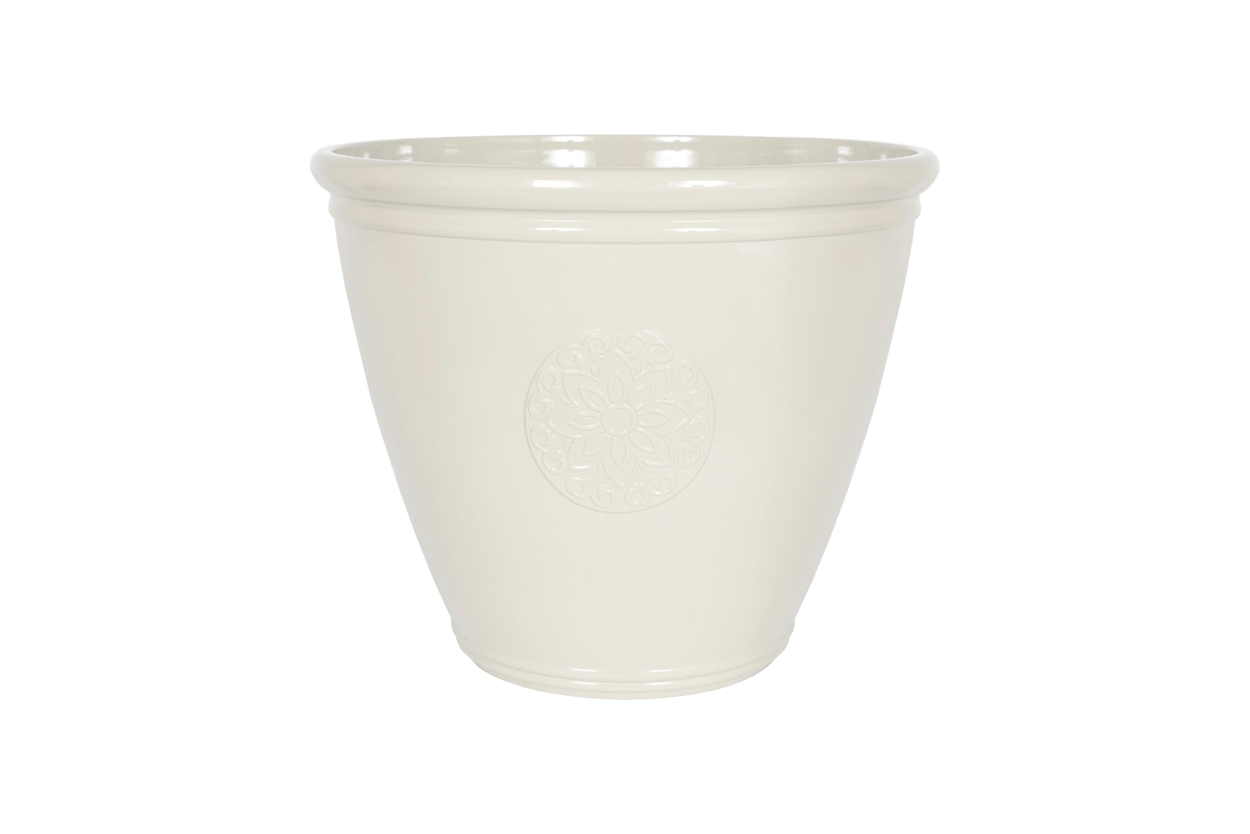 Plant Avenue Pot Planter Indoor Or Outdoor Lightweight Recycled Plastic Garden Small Eden Emblem Plant Pot L40 X W40 X H30 CmWhite from B&Q