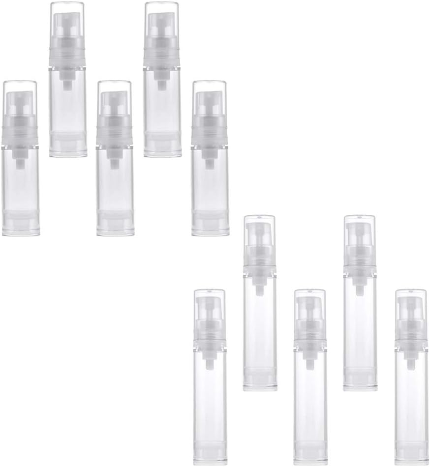 barenx 5ml/10ml クリア 空 エアレス ポンプ ボトル | 旅行用滅菌エアレス ローション ディスペンサー 容器 詰め