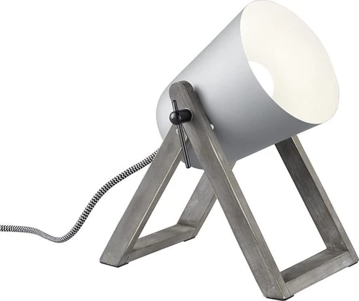 Reality, lampada da tavolo, Marc, METALE, Grigio, corpo: legno naturale, grigio, 1 x E27, MAX.25,0 W