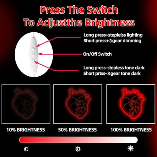 Image of Human Heart Neon Sign for Wall Decor, Led Red Dimmable Heart Neon Light for Man Cave Home Bar Bistro Club Cafe Game Room Bedroom Birthday Party Gifts