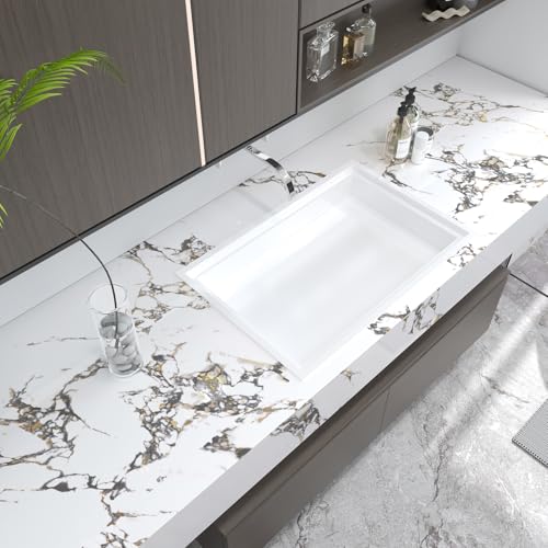 White Gold Granite Countertop Marble Contact Paper Peel and Stick Waterproof Self Adhesive Wall Paper 197"x48" Widen Counter top Vinyl wrap Kitchen Wallpaper Laminate Sheet Cabinet Furniture Stickers