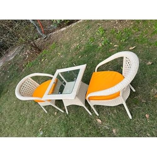 Image of HUMAIRA Outdoor FURNITURED D-8 2Chairs & 1Table Set Wicker Patio Furniture Sets for Garden Balcony Bedroom Powder Coated Frame Uv Protected Wicker (Black Str with Yellow)