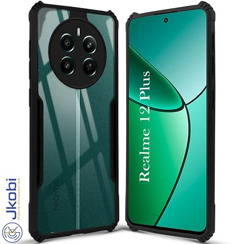 Image of Jkobi Back Case Cover for Realme 12 Plus (Shockproof with Polycarbonate Clear Panel | Black)