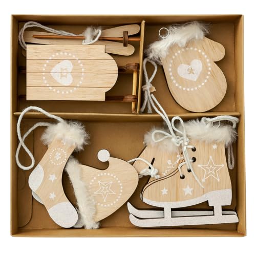 HEITMANN DECO Christbaum-Schmuck - Behang Set aus Holz - 6-teilig -...