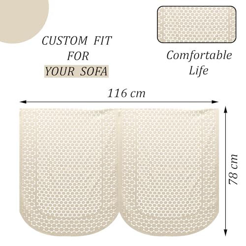 Image of Kuber Industries (Set of 4) Stylish & Decorative Cotton Sofa Covers 2 Seater | Aesthetic Sofa Protector /Mat & Slipcover for Hall, Living Room & Office | Polka Dot Design - Cream