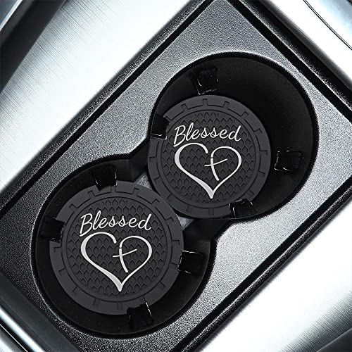 Portavasos de silicona para auto Blessed Cross and Heart 2 unidades miniatura 2