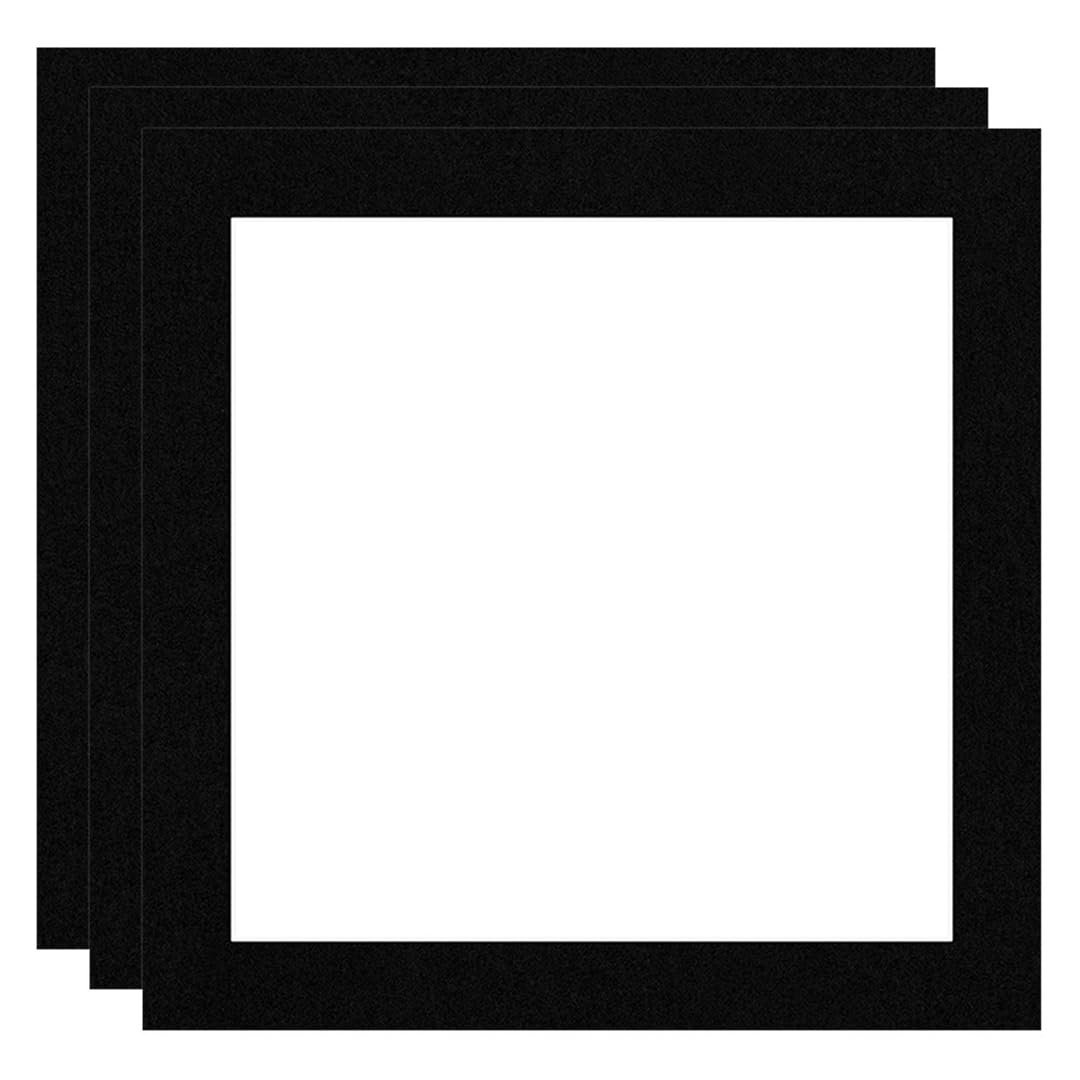 Procut Global 10x10" Black Picture Mounts Board to Fit 8x8" Aperture Size - Photo Mount Card Ideal for Prints, Artwork, Crafts & Certificates - Sizes & Colors Available - Pack of 3