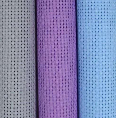 Image of KCS 3 pc of 15 inch x 18 inch(38cmx45cm) 11 Count Cross Stitch Cotton Aida Cloth Needlework Rolled Fabric Box,11CT,Light Grey+Light Blue+Lavender