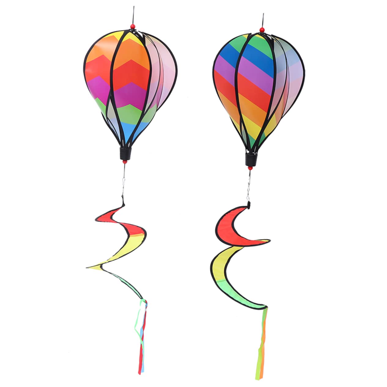 2pcs Hot Air Balloon Ornament Ballon Wind Spinners Outdoor Wind Socks Outdoor Wind Twisters Garden Windmills Hanging Ornaments Party Supply Decorative Style Spiral Cloth to Rotate