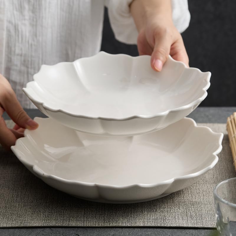 Platos Llanos platear de ensalada, postre, platear de cerámica, platear de verduras, platear de sopa de pétalos caseros, platear de cena simple, platear creativo Platos de Ensalada(10inch)