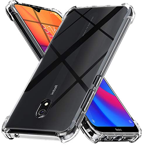Ferilinso Coque pour Xiaomi Redmi 8A Dual and Redmi 8A, [Renforcer la Version avec Quatre Angles] [Protection de l'entretien de la caméra] Étui de Protection en Caoutchouc TPU Souple (Transparent)